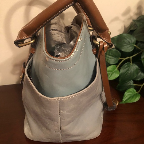 Tignanello two tone light blue & brown handle bag - Picture 5 of 16